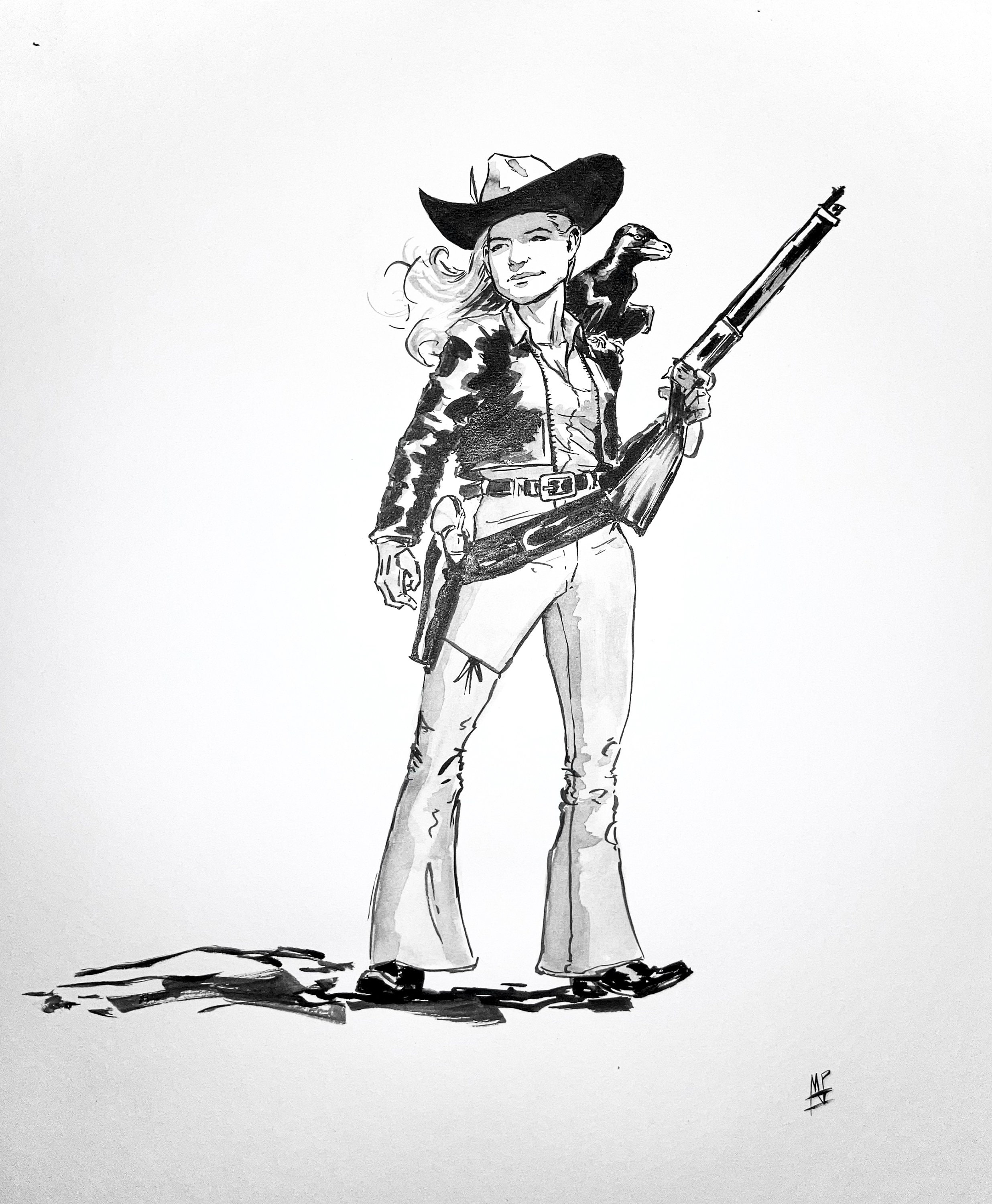 Custom Cowboy Ink Portrait: Hand-drawn Western Art (10x15 Inches) - Etsy