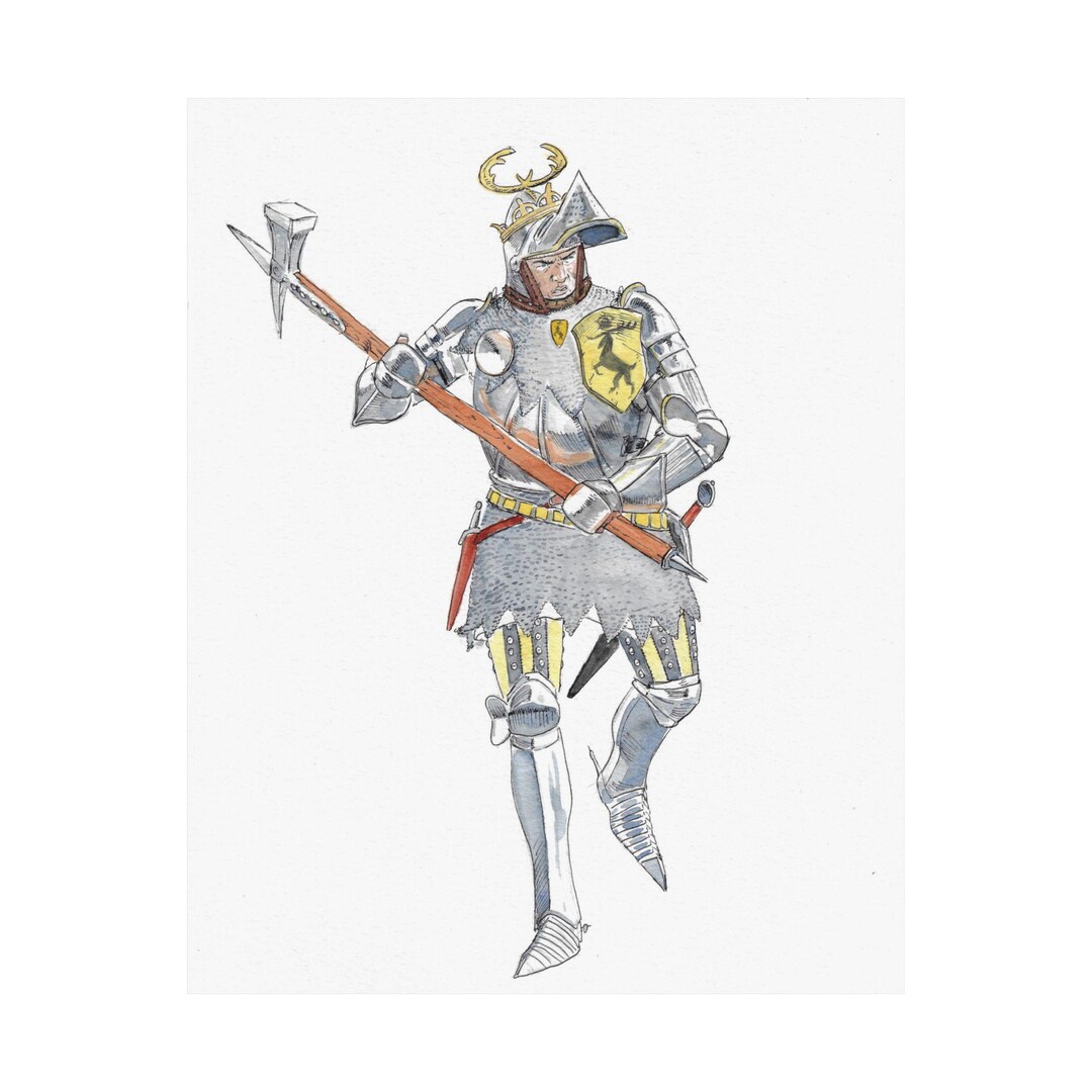 Medieval Fantasy Elk Knight Illustration Matte Vertical Poster ...