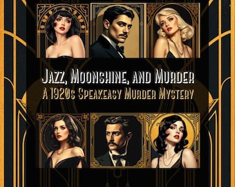 8-20 Players 1920s Speakeasy Murder Mystery Dinner Game Kit - Digital Download, Roaring 20s Great Gatsby Prohibition Jazz Detective Game