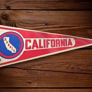 1970s Vintage felt California Angels Flag/Pennant 70cmx30cm Mancave Decor Wall