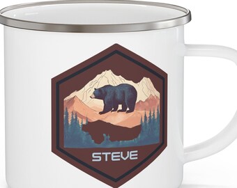 Personalized Mountain Coffee Mug, Hunter Mug, Camping Mug, Husband Mug, Custom Tea Mug, Nature Bear Mug