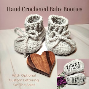 Baby Booties | Personalized Baby Booties | Baby Shoes | Tightening Shoe Lace Baby Booties | Custom Baby Shower Gift | Crocheted Baby Booties