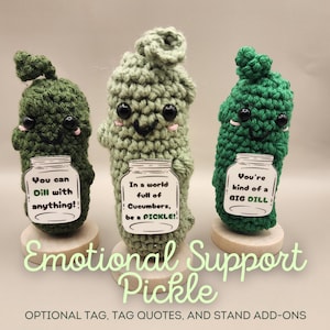 Emotional Support Pickle | Crochet Pickle | Cute Pickle Decor | Office Decor | Funny Desk Decor | Gifts for Mental Health | Emotional Suppor