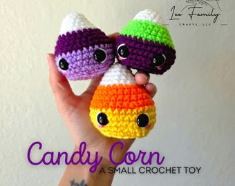 Crocheted Candy Corn Plushie – Handmade Halloween Stuffie