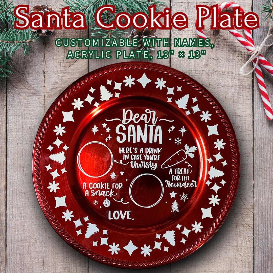 Santa Cookie Plate | Custom Names Christmas Plate | Customizable Santa ...