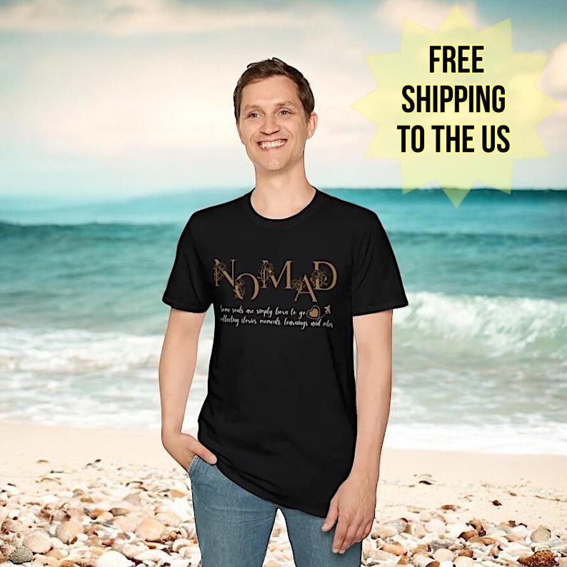 Nomad T-Shirt, Traveler Wanderer Tee, Digital Nomad Apparel image 1