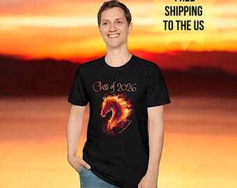 Personalized Class of 2026 Fire Horse T-Shirt: Graduation Gift, Graduation Keepsake 2026