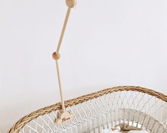 Wooden Baby Mobile Arm – Crib Attachment, Optional Music Box & Personalization