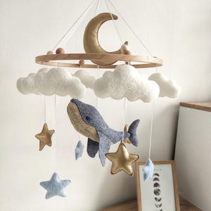 Baby mobile whales, Clouds, Starfish, Nautical baby decor, Baby mobile ocean, Crib mobile, Neutral baby mobile