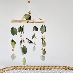 Baby forest mobile, Green floral nursery mobile, Leaf mobile, Boho Hanging Mobile, Neutral mobile, Leaf Baby Mobile, Forest Nursery Mobile