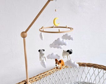 Custom Felt Dog Baby Mobile For Nursery Decor, Baby Shower Gift, Gift for Dog Lovers, First time mom gift, Gifts for pregnant sister