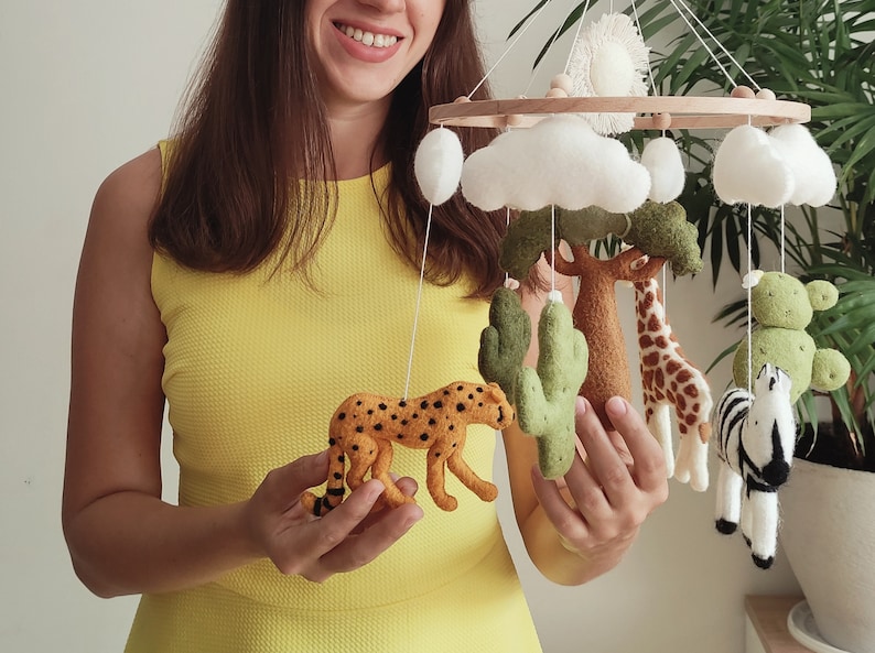 felt safari baby mobile