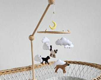 Custom Felt Dog Baby Mobile For Nursery Decor, Baby Shower&#39;s Gift, Gift for Dog Lovers, First time mom gift, Gifts for pregnant sister