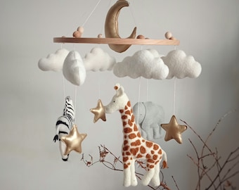 Baby mobile with african animals African baby mobile, handmade safari baby mobile baby mobile with giraffe, baby mobile with elephant