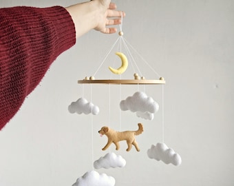Custom Felt Dog Baby Mobile For Nursery Decor, Baby Shower&#39;s Gift, Gift for Dog Lovers, First time mom gift, Gifts for pregnant sister