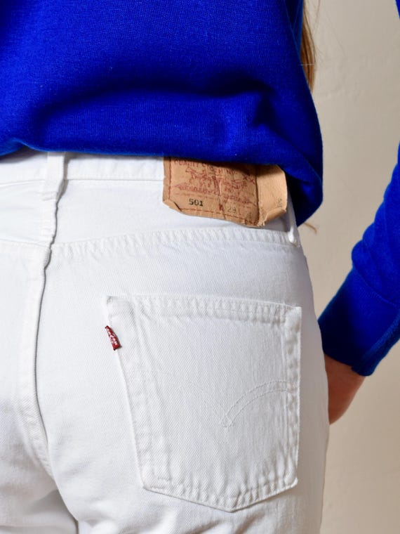 80s vintage Levi's501 white size32×30 Vintage 80s LEVIS 501 White Denim Jeans: USA Made Crop Pants W30