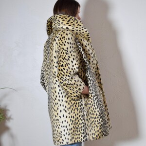 ジャケット・アウター vintage leopard design far long coat Vintage 60 Leopard Print Faux Fur & Vinyl Coat Jacket Union