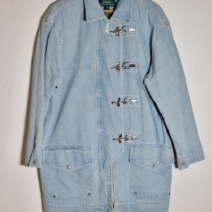 Vintage 1990s RALPH LAUREN Cotton FIREMAN Clasp Hardware Work Wear Chore Jacket M