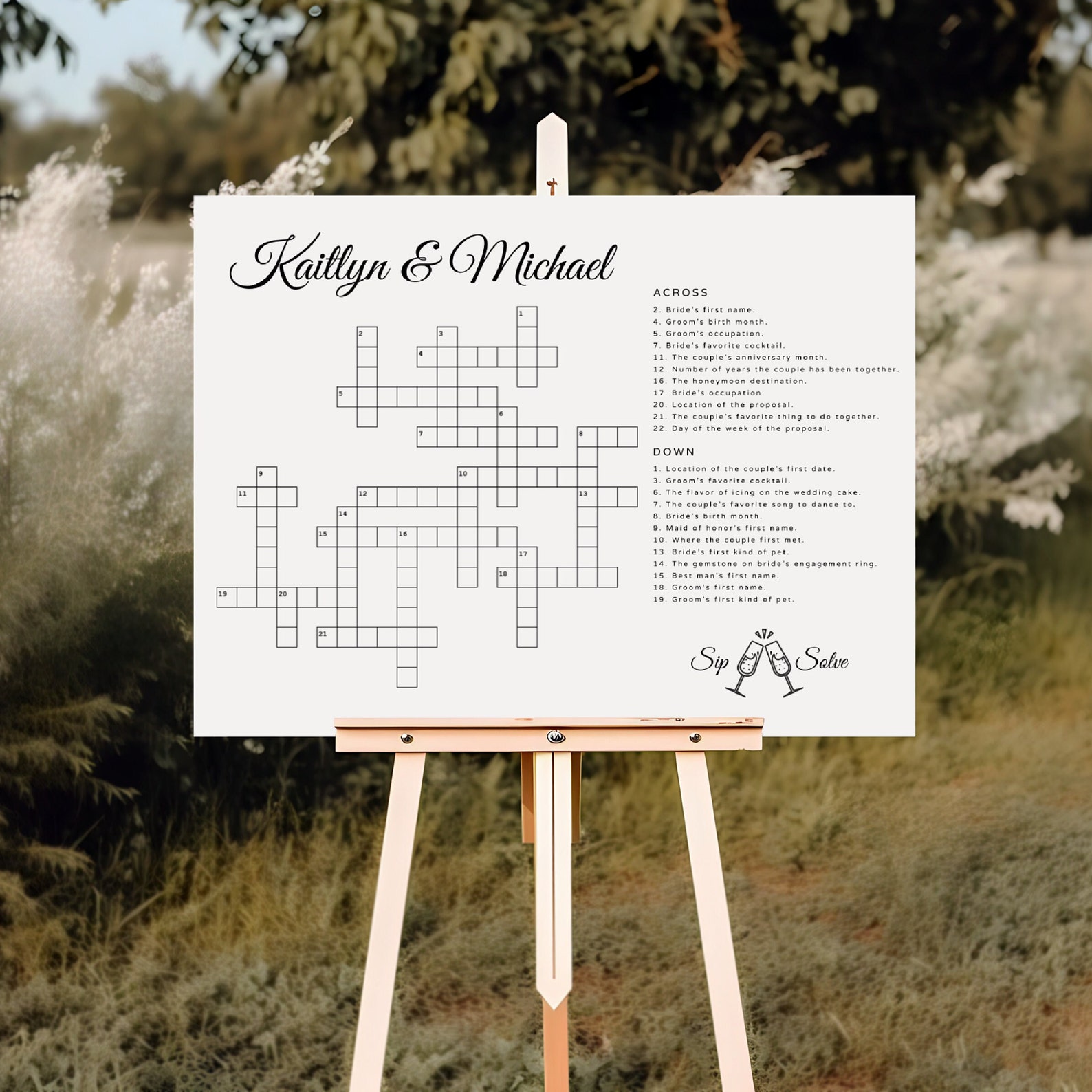 Custom Wedding Crossword Extra Large Wedding Activity Guest Game Extra Custom Wedding Crossword Extra Large Wedding Activity Guest Game Extra