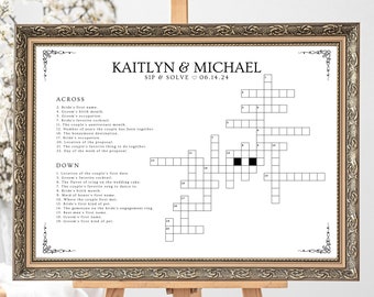 Custom Wedding Crossword Extra Large Wedding Activity Guest Game Extra Large Crossword Template for Wedding Sip and Solve Puzzle Game