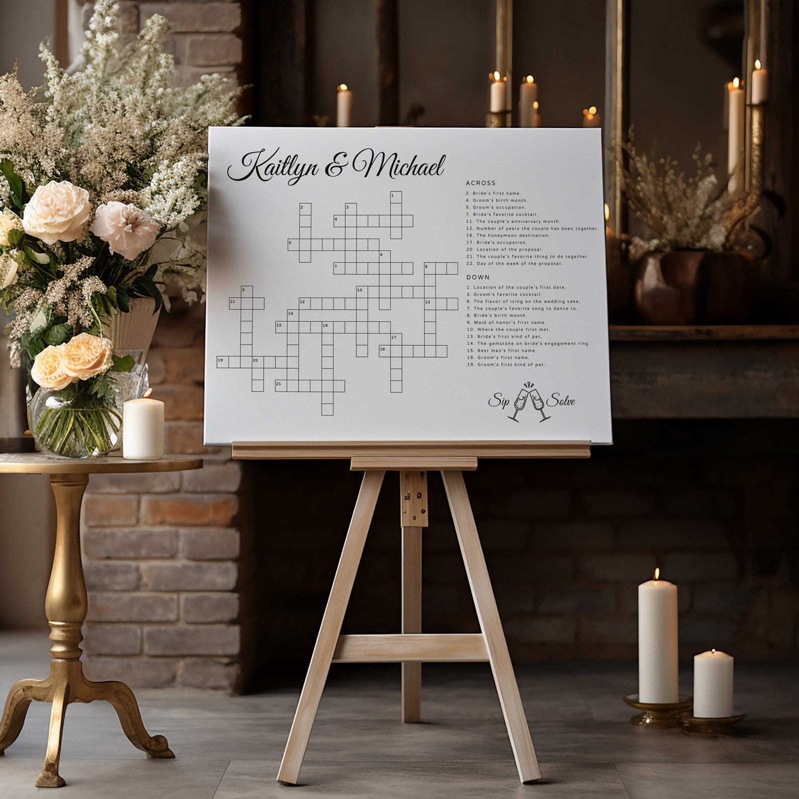 Custom Wedding Crossword Extra Large Wedding Activity Guest Game Extra Custom Wedding Crossword Extra Large Wedding Activity Guest Game Extra