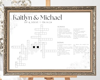 Custom Wedding Crossword Extra Large Wedding Activity Guest Game Extra Large Crossword Template for Wedding Sip and Solve Puzzle Game