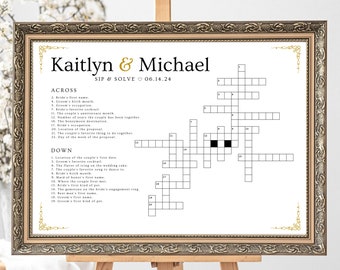 Custom Wedding Crossword Extra Large Wedding Activity Guest Game Extra Large Crossword Template for Wedding Sip and Solve Puzzle Game