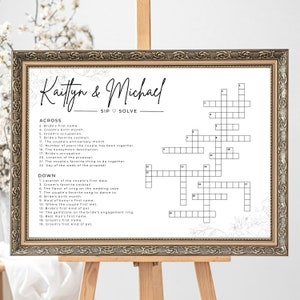 Custom Wedding Crossword Extra Large Wedding Activity Guest Game Extra Large Crossword Template for Wedding Sip and Solve Puzzle Game