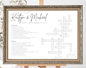Custom Wedding Crossword Extra Large Wedding Activity Guest Game Extra Large Crossword Template for Wedding Sip and Solve Puzzle Game