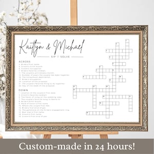 Custom Wedding Crossword Extra Large Wedding Activity Guest Game Extra Large Crossword Template for Wedding Sip and Solve Puzzle Game