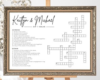 Custom Wedding Crossword Extra Large Wedding Activity Guest Game Extra Large Crossword Template for Wedding Sip and Solve Puzzle Game