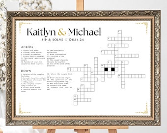 Custom Wedding Crossword Extra Large Wedding Activity Guest Game Extra Large Crossword Template for Wedding Sip and Solve Puzzle Game