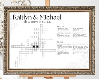 Custom Wedding Crossword Extra Large Wedding Activity Guest Game Extra Large Crossword Template for Wedding Sip and Solve Puzzle Game