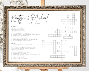 Custom Wedding Crossword Extra Large Wedding Activity Guest Game Extra Large Crossword Template for Wedding Sip and Solve Puzzle Game