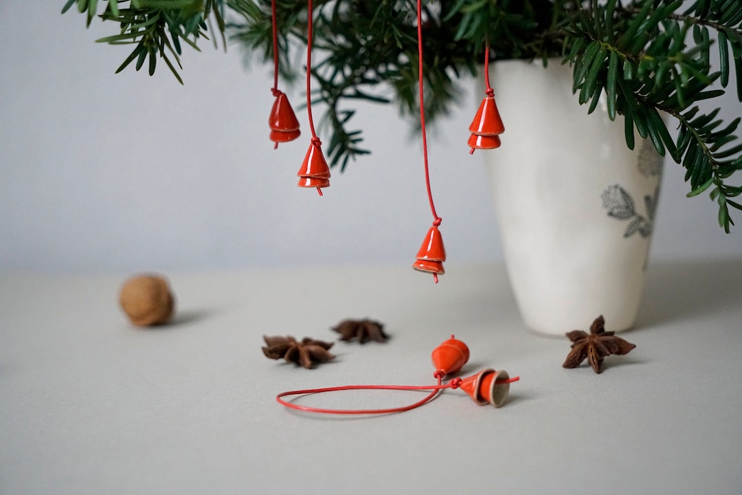 Small Red Christmas Trees Set of 3 Handmade Decorations for Etsy