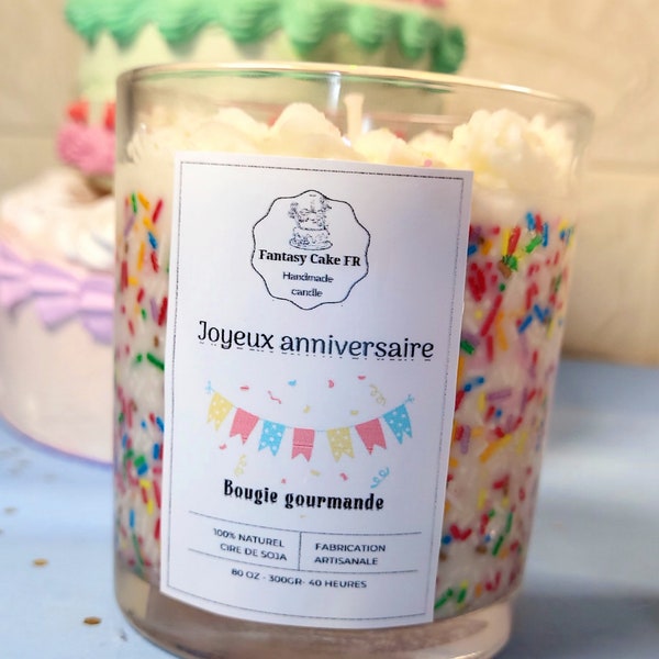 Bougie gourmande anniversaire confettis