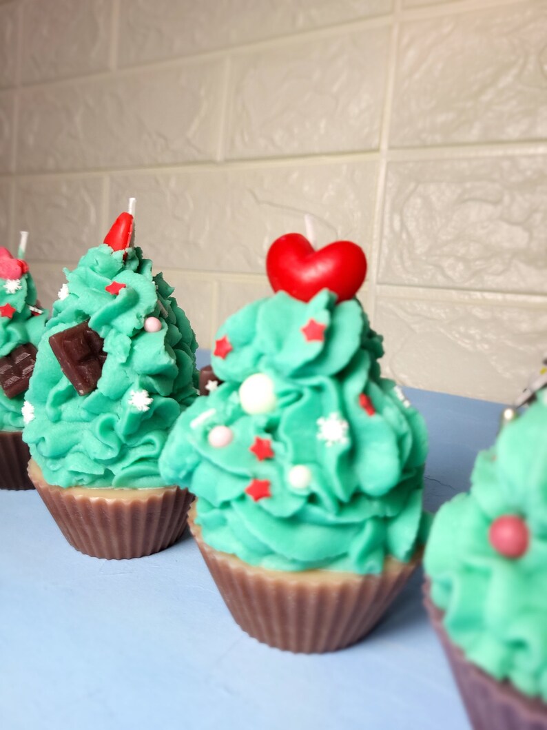 Christmas Tree Candle Cupcake Etsy