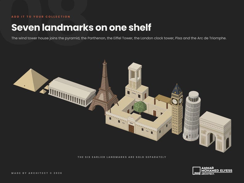 Paper Wind Tower House Model, Old Dubai Al Fahidi Papercraft, Arabian ...