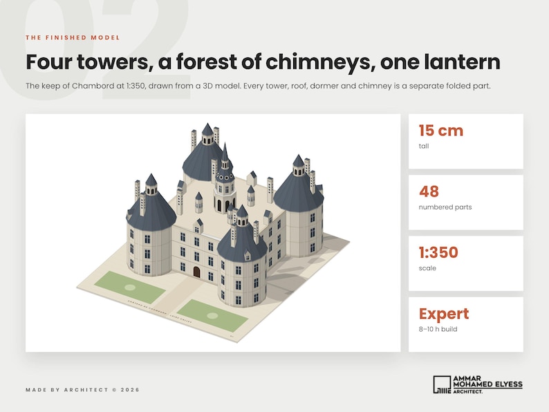 Paper Château De Chambord Model, Loire Castle Papercraft, 3D Cut and ...