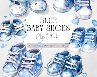 Baby Shoes Clipart, Boy Babys Blue Boots Clip Art, Watercolor Newborn Clip Art, Cute Baby Shower Graphics, Booty Pngs, Booties illustration
