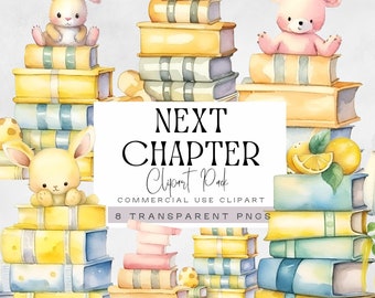 New Chapter Baby Shower Clipart, Storybook Clip Art, Book Theme, Gender Neutral, Stack of Story Book Graphics, Baby Boy invite, Girl Clipart