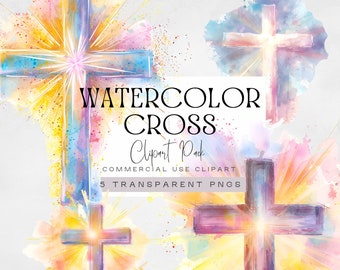 Holy Cross Clipart, Religious Easter Clip Art, First Holy Communion Graphics, Catholic Baptism png, Watercolor Christian Illustration,