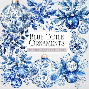 Weihnachten Toile Clipart, französische blaue Chinoiserie Ornament png, Toile De Jouy Kugel Grafiken, Dekorationen, Chinesische Muster, Karten, Lädt ein
