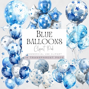 Blaue Ballon Girlande Clipart, Party Ballon Bouquet Clip Art, Geburtstag Pngs, Folie Jungen Baby Shower Grafiken, Hochzeitsfeiern Grafiken,