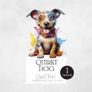 Aquarell schrullige Hunde Clipart | EINZELBILD | Süßer Welpe, Junk Journal, Hunderassen, Haustiere Illustration, Tiere Grafiken, Kommerzielle Nutzung