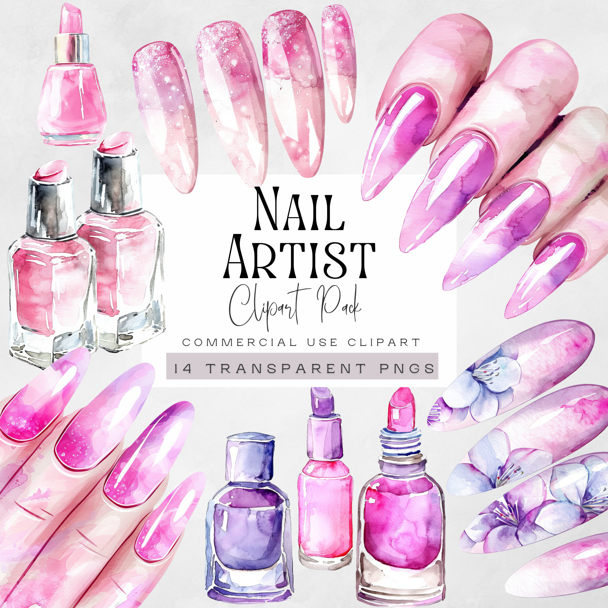 Nail Artist Clipart, Beauty Salon Clipart, Pink Manicure Graphics ...