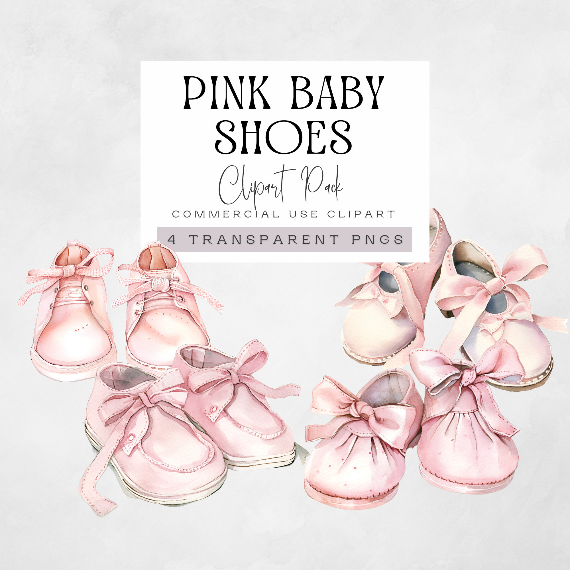 Baby Shoe Clipart, Pink Shoes Clip Art, Watercolor Baby Shower Graphics ...