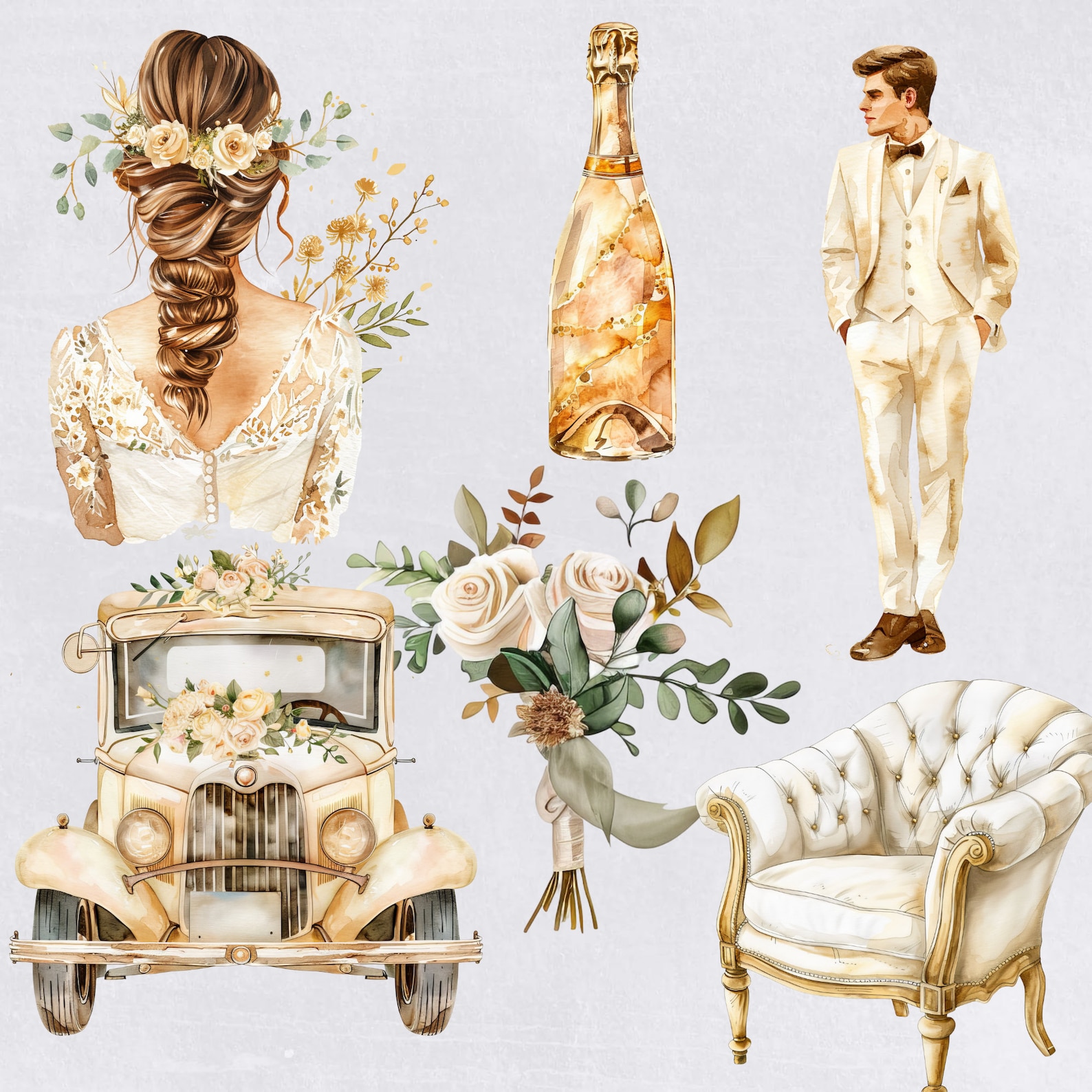 Wedding Timeline Clipart, Big Day Itinerary Clip Art, Watercolor ...