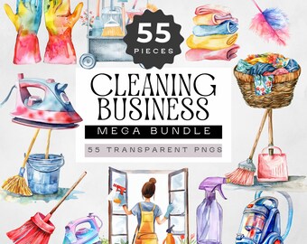 Cleaning Services Clipart, MEGA BUNDLE, House Cleaning Girl Lady Clip Art, House Keeping Supplies Graphics, Mop Bucket, Cleaner Business png