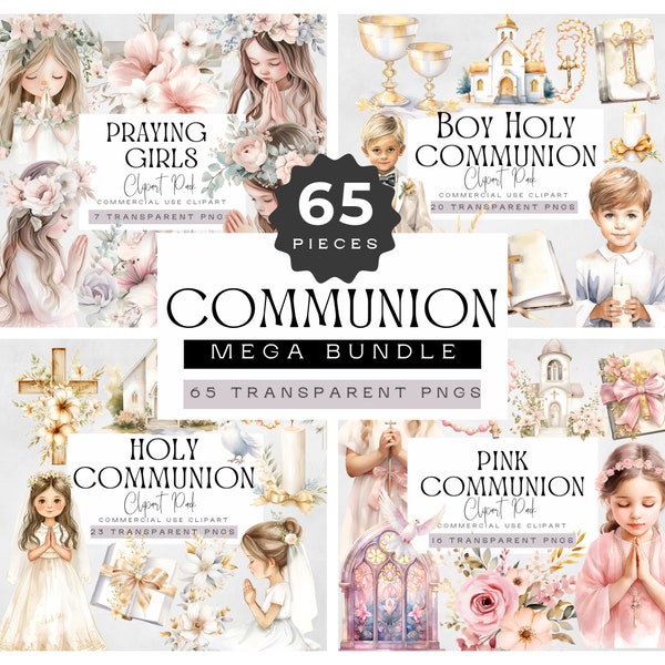 Imágenes prediseñadas de primera comunión para niñas, niños 1ª comunión, gráficos religiosos, imágenes prediseñadas católicas de acuarela, pngs orantes, cruz, Biblia,